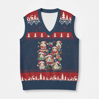 Funny Santa Cavy Squad V-Neck Knit Sweater Vest Xmas Guinea Pig Gift - Wonder Print Shop