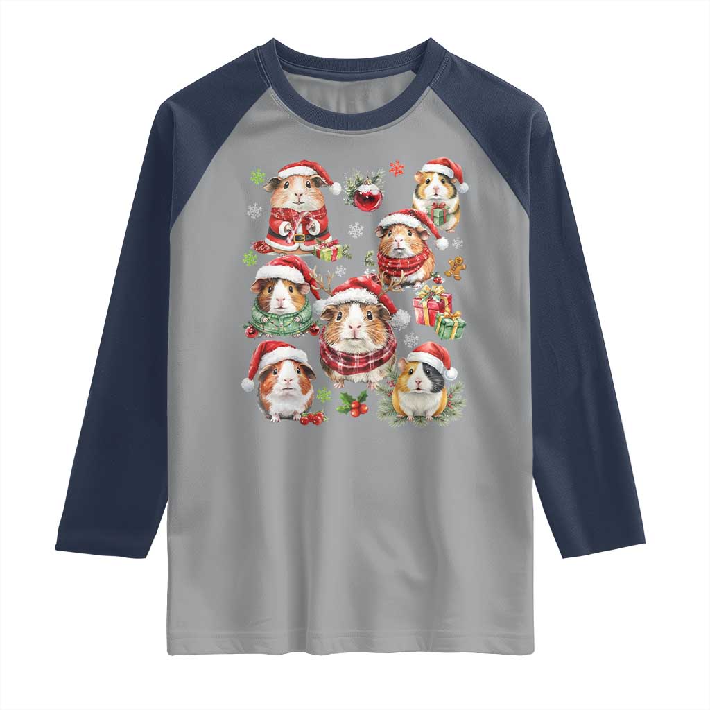 Funny Santa Cavy Squad Raglan Shirt Christmas Guinea Pig Gift - Wonder Print Shop