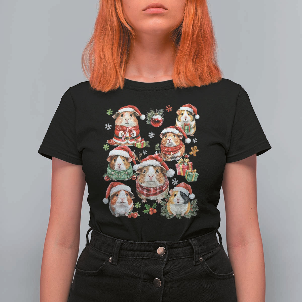 Funny Santa Cavy Squad T Shirt For Women Christmas Guinea Pig Gift - Wonder Print Shop