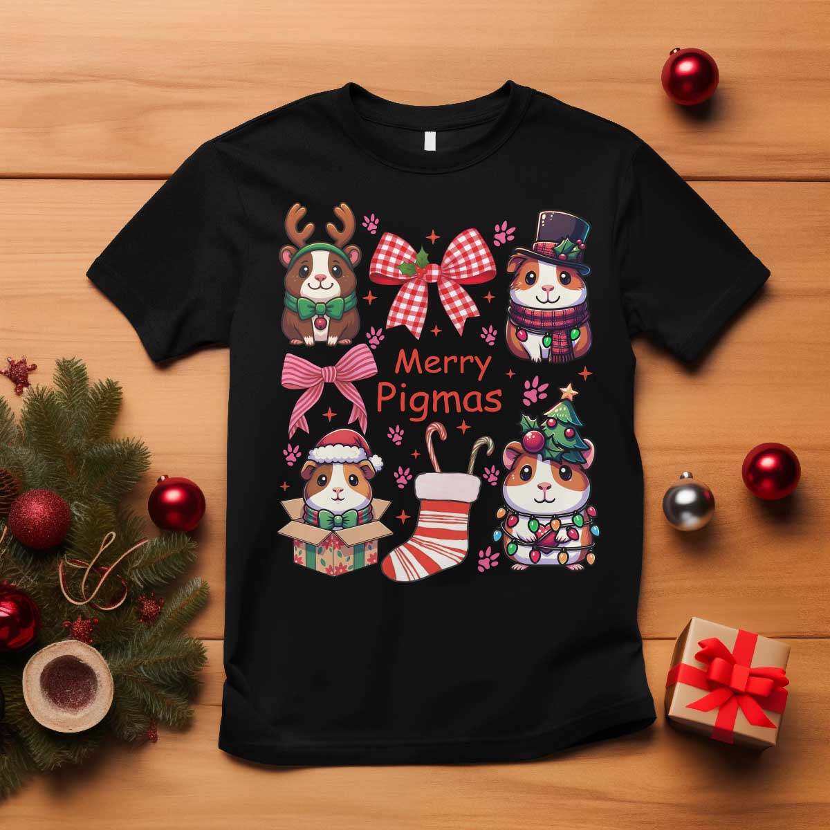 Merry Pigmas T Shirt Funny Guinea Pig Cavy Lover Holiday Gift - Wonder Print Shop