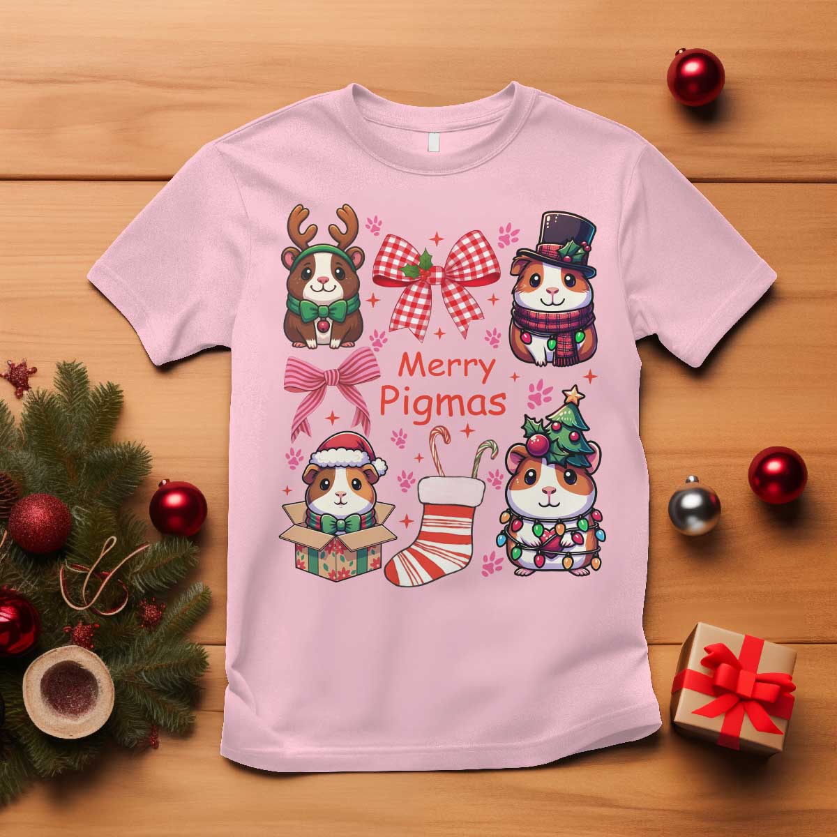Merry Pigmas T Shirt Funny Guinea Pig Cavy Lover Holiday Gift - Wonder Print Shop