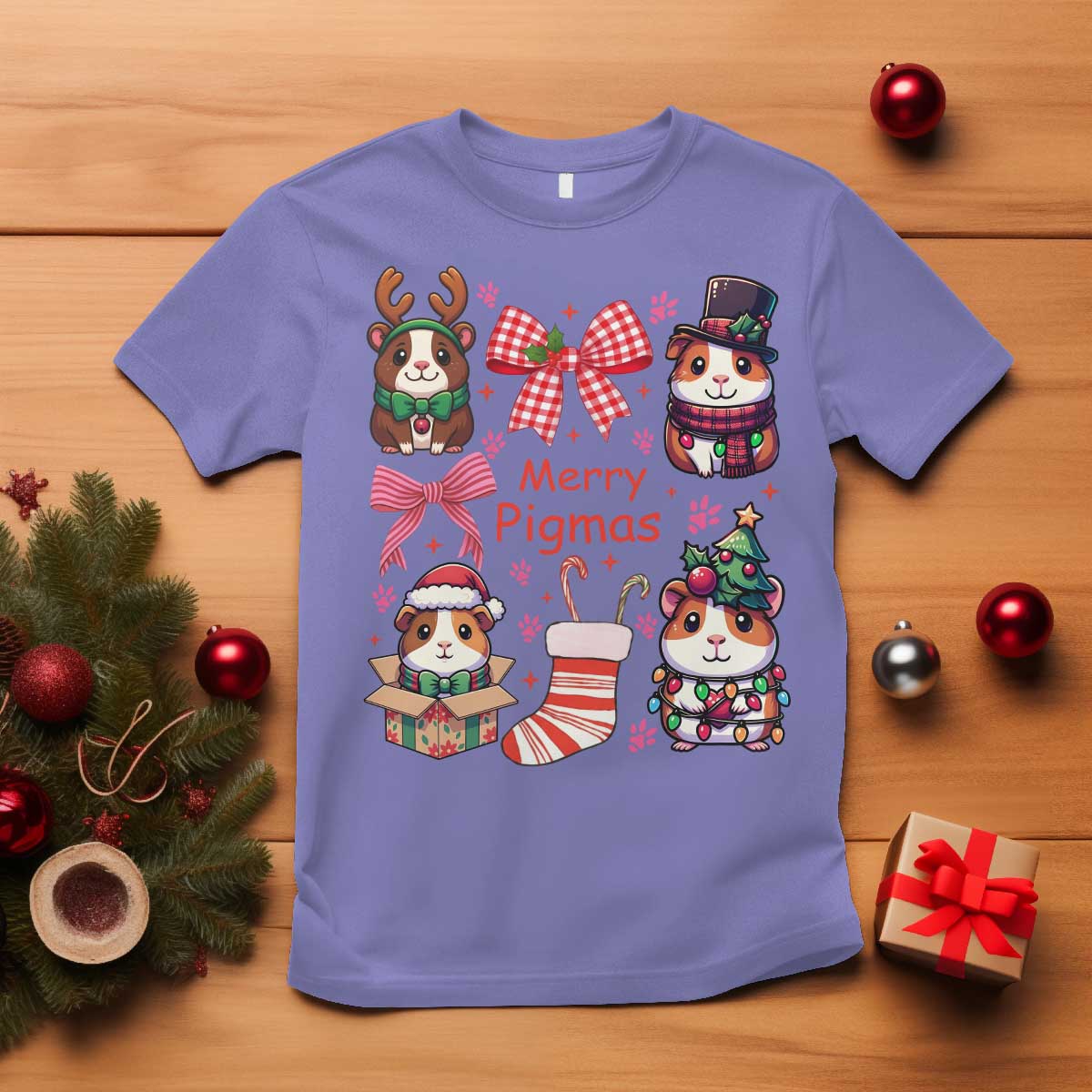Merry Pigmas T Shirt Funny Guinea Pig Cavy Lover Holiday Gift - Wonder Print Shop
