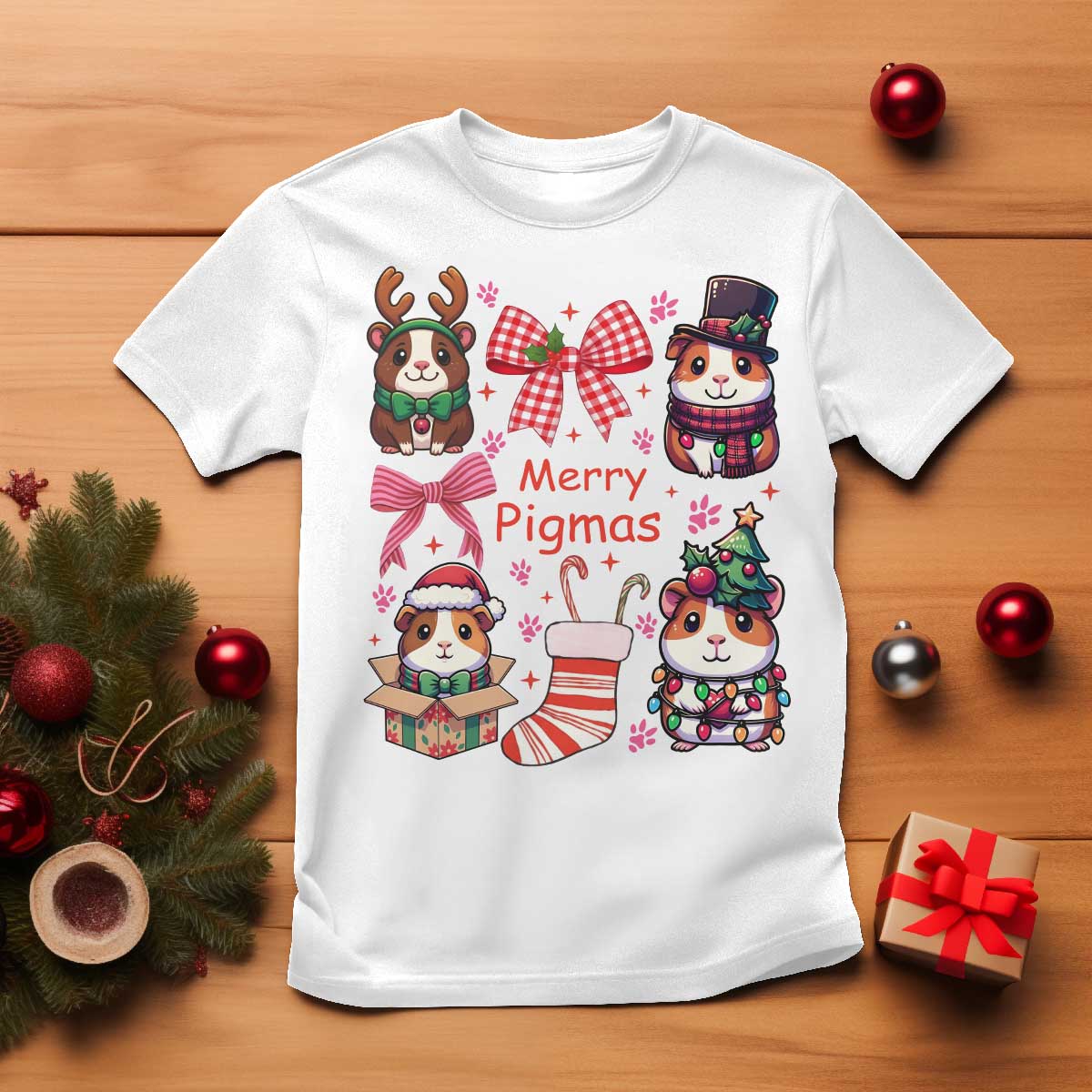Merry Pigmas T Shirt Funny Guinea Pig Cavy Lover Holiday Gift - Wonder Print Shop