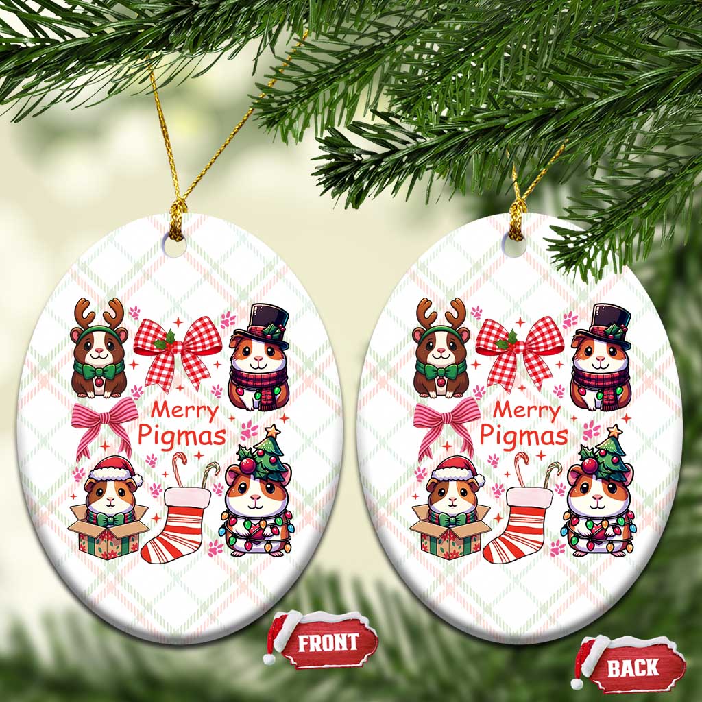 Merry Pigmas Ceramic Ornament Funny Guinea Pig Cavy Lover Holiday Gift - Wonder Print Shop