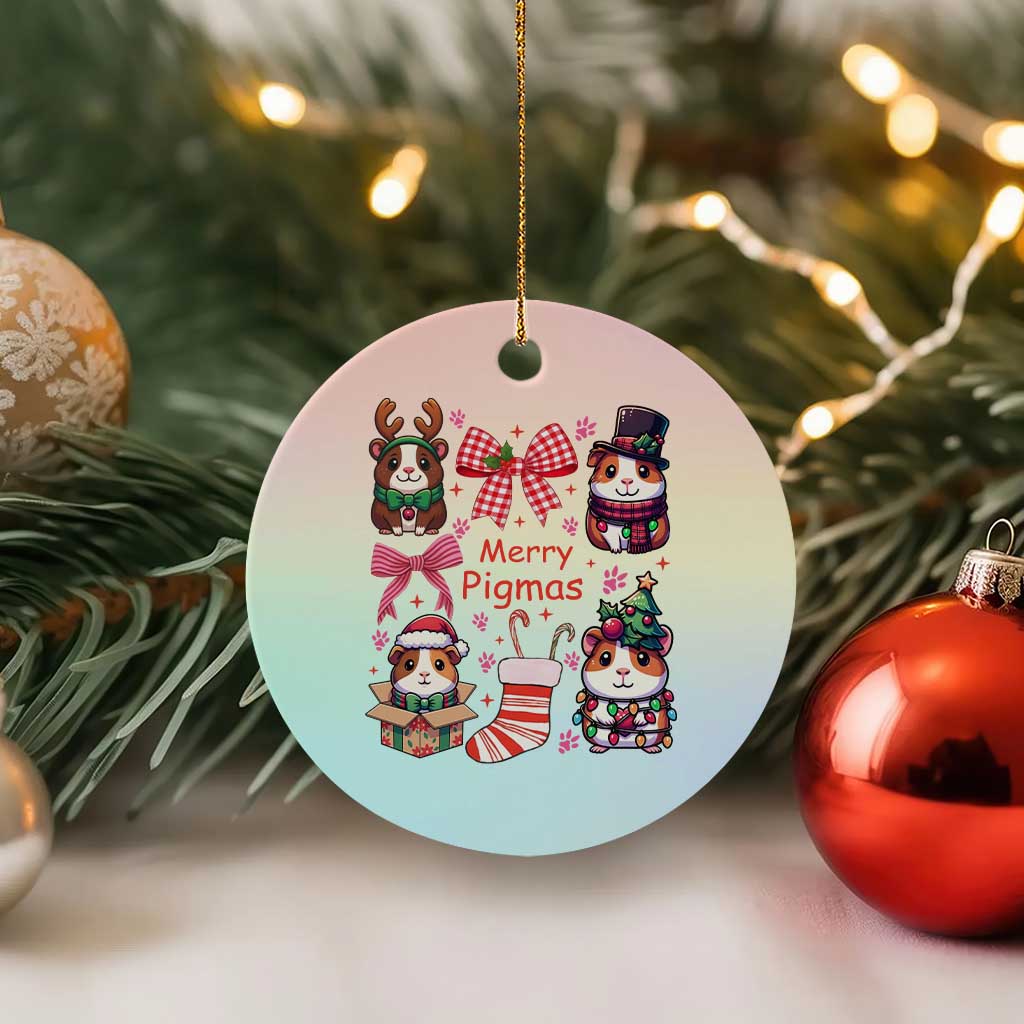 Merry Pigmas Ceramic Ornament Funny Guinea Pig Cavy Lover Holiday Gift - Wonder Print Shop