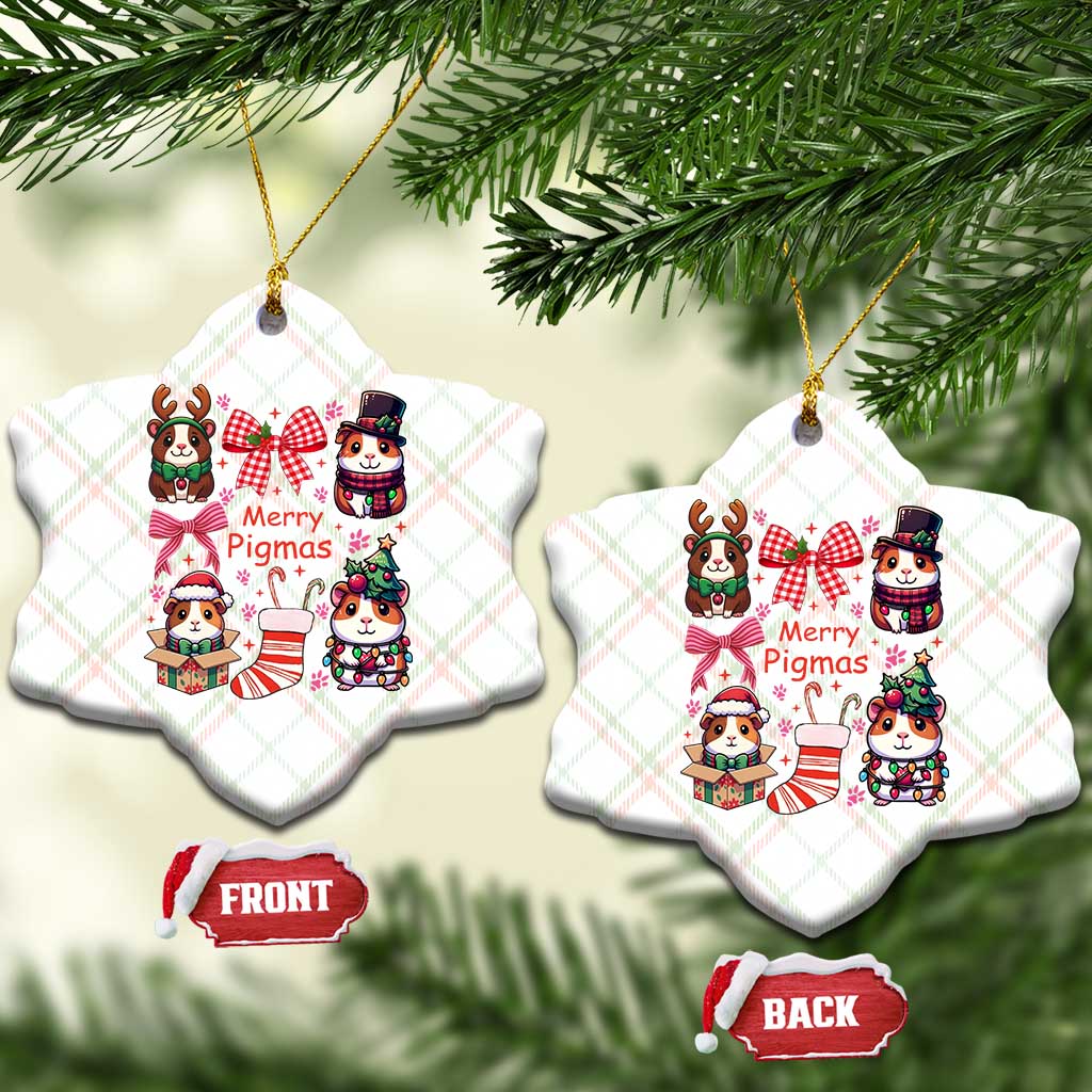 Merry Pigmas Ceramic Ornament Funny Guinea Pig Cavy Lover Holiday Gift - Wonder Print Shop