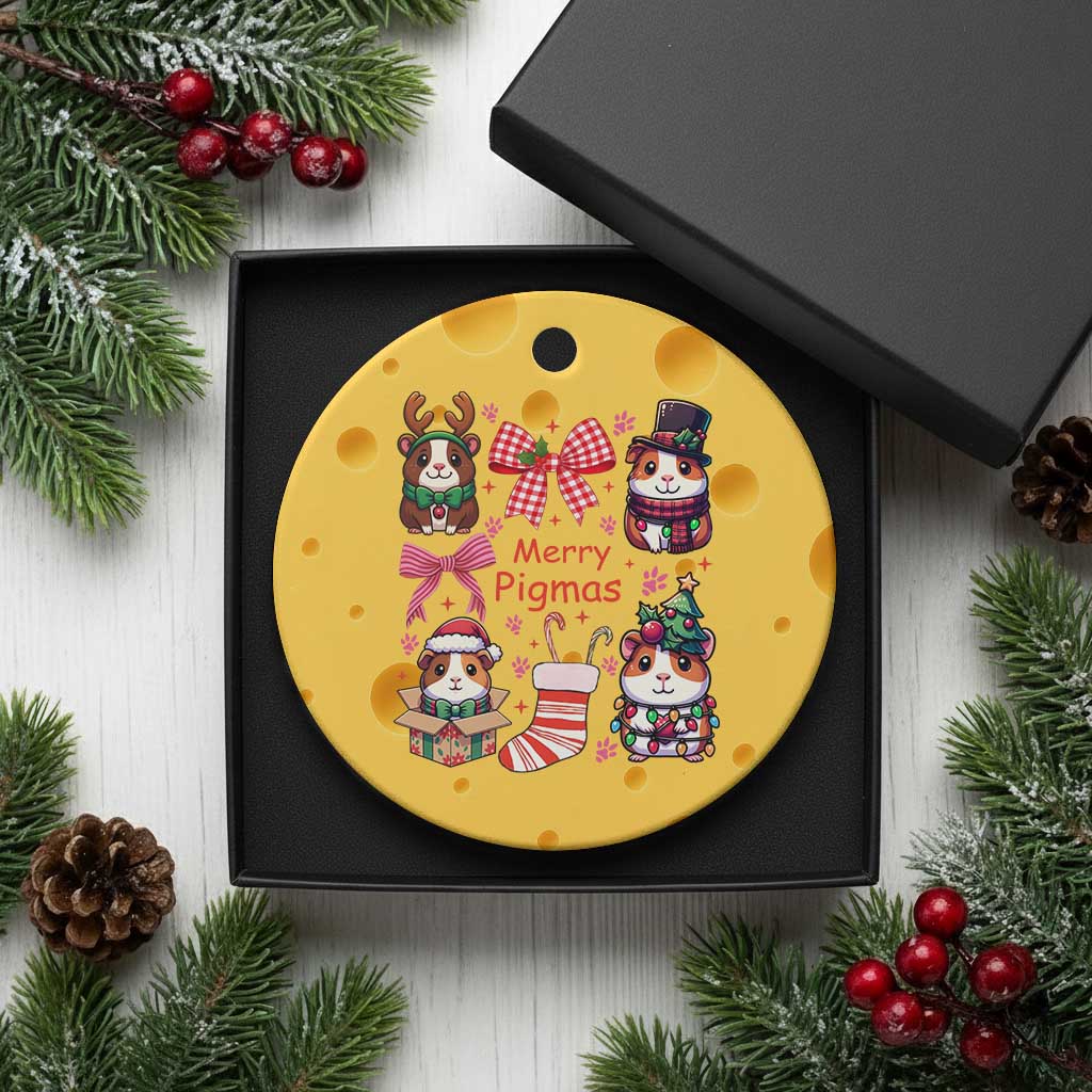 Merry Pigmas Ceramic Ornament Funny Guinea Pig Cavy Lover Holiday Gift - Wonder Print Shop