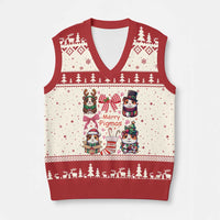 Merry Pigmas V-Neck Knit Sweater Vest Funny Guinea Pig Cavy Lover Holiday Gift - Wonder Print Shop