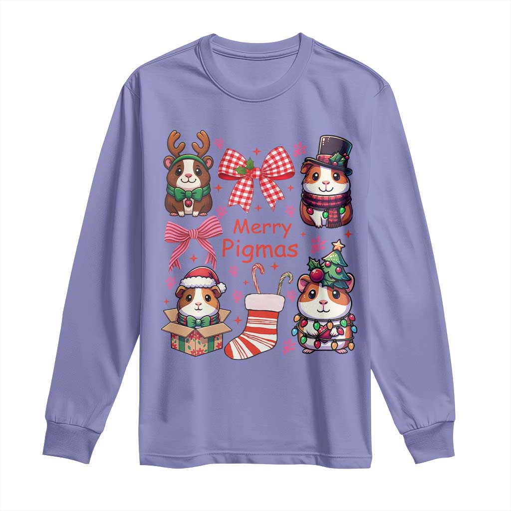 Merry Pigmas Long Sleeve Shirt Funny Guinea Pig Cavy Lover Holiday Gift - Wonder Print Shop