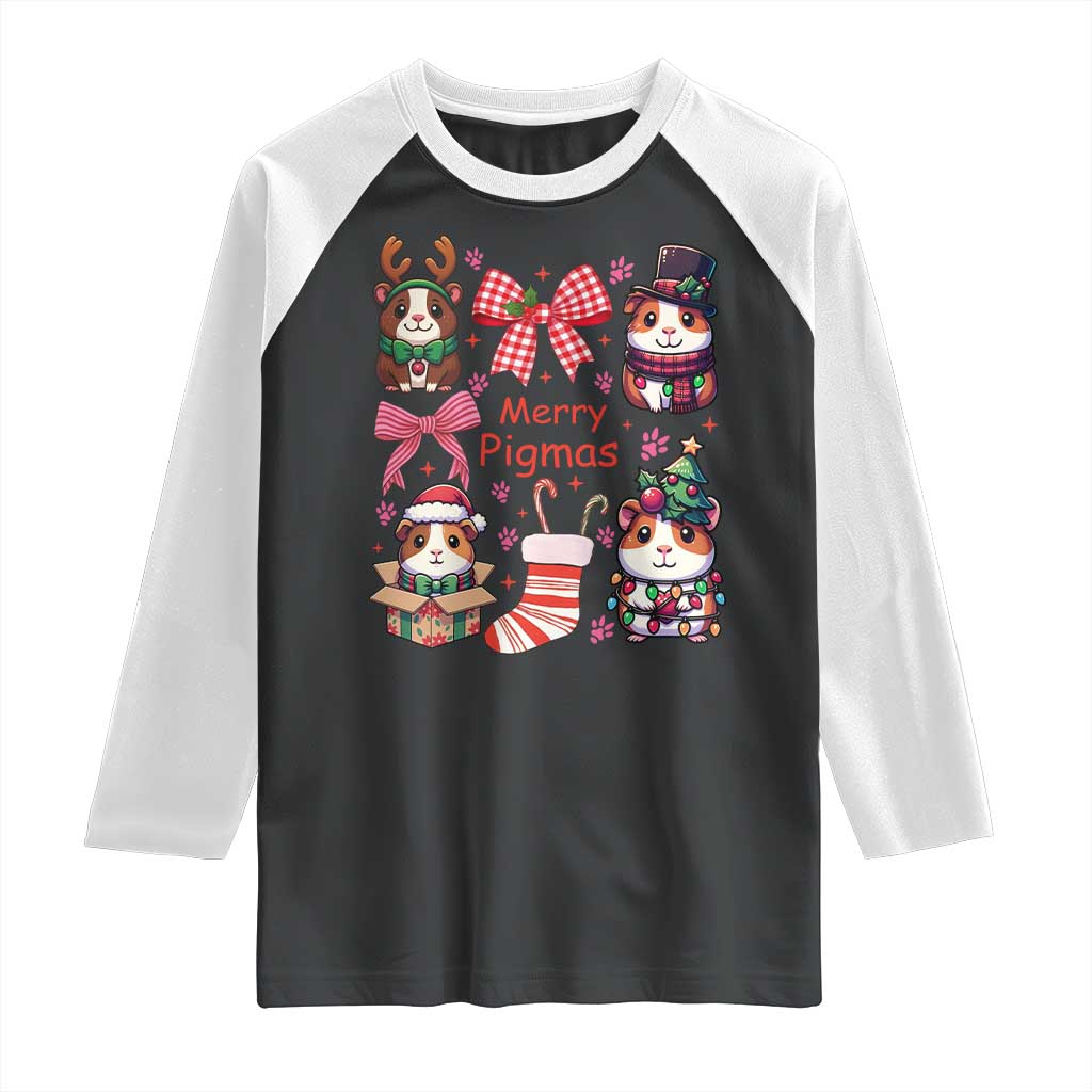 Merry Pigmas Raglan Shirt Funny Guinea Pig Cavy Lover Holiday Gift - Wonder Print Shop