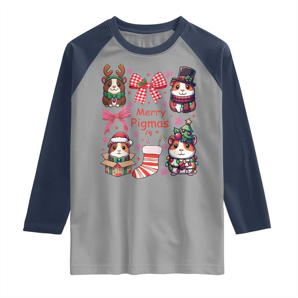 Merry Pigmas Raglan Shirt Funny Guinea Pig Cavy Lover Holiday Gift - Wonder Print Shop