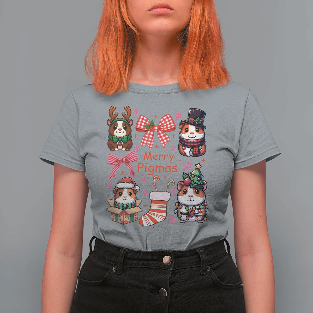 Merry Pigmas T Shirt For Women Funny Guinea Pig Cavy Lover Holiday Gift - Wonder Print Shop