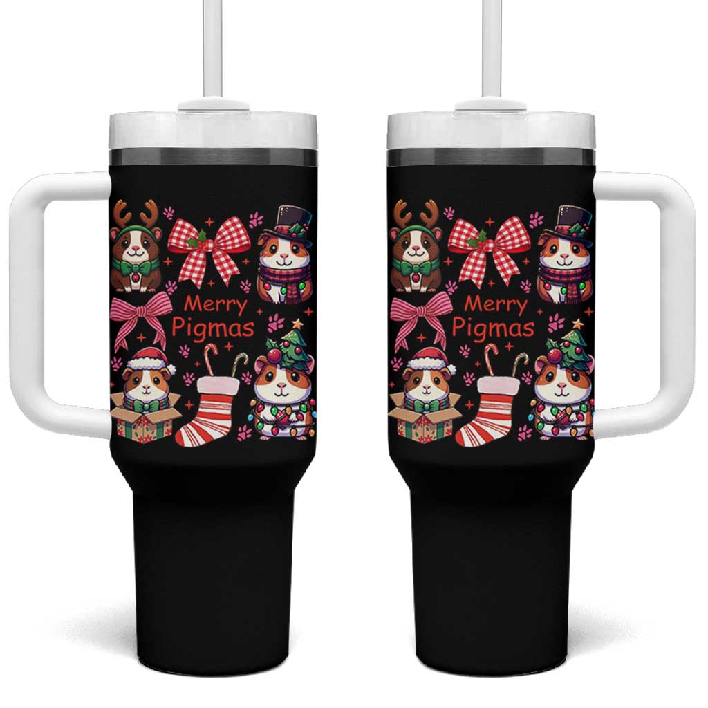 Merry Pigmas Tumbler With Handle Funny Guinea Pig Cavy Lover Holiday Gift - Wonder Print Shop