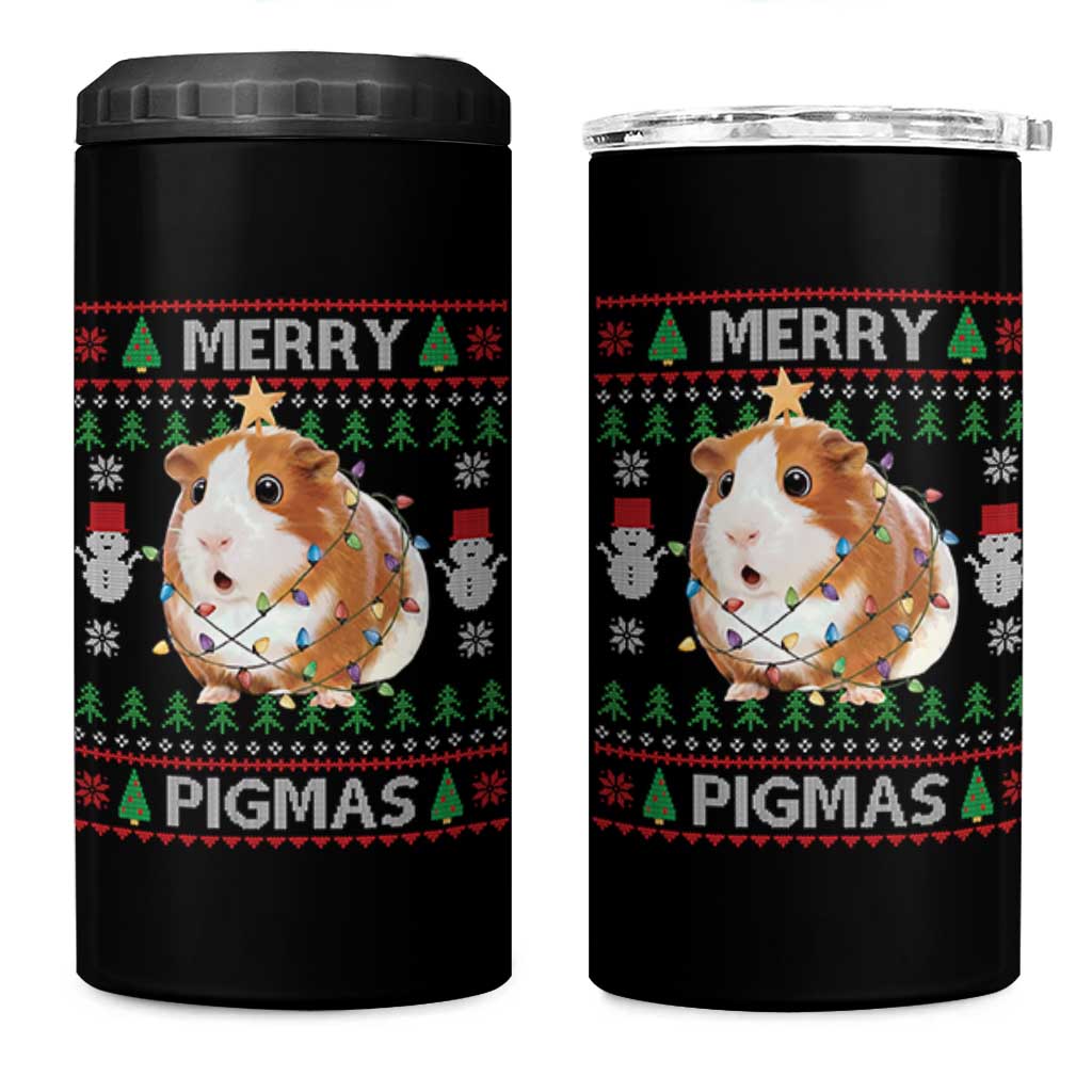 Merry Pigmas Ugly Christmas 4 in 1 Can Cooler Tumbler Guinea Pig Lover - Wonder Print Shop