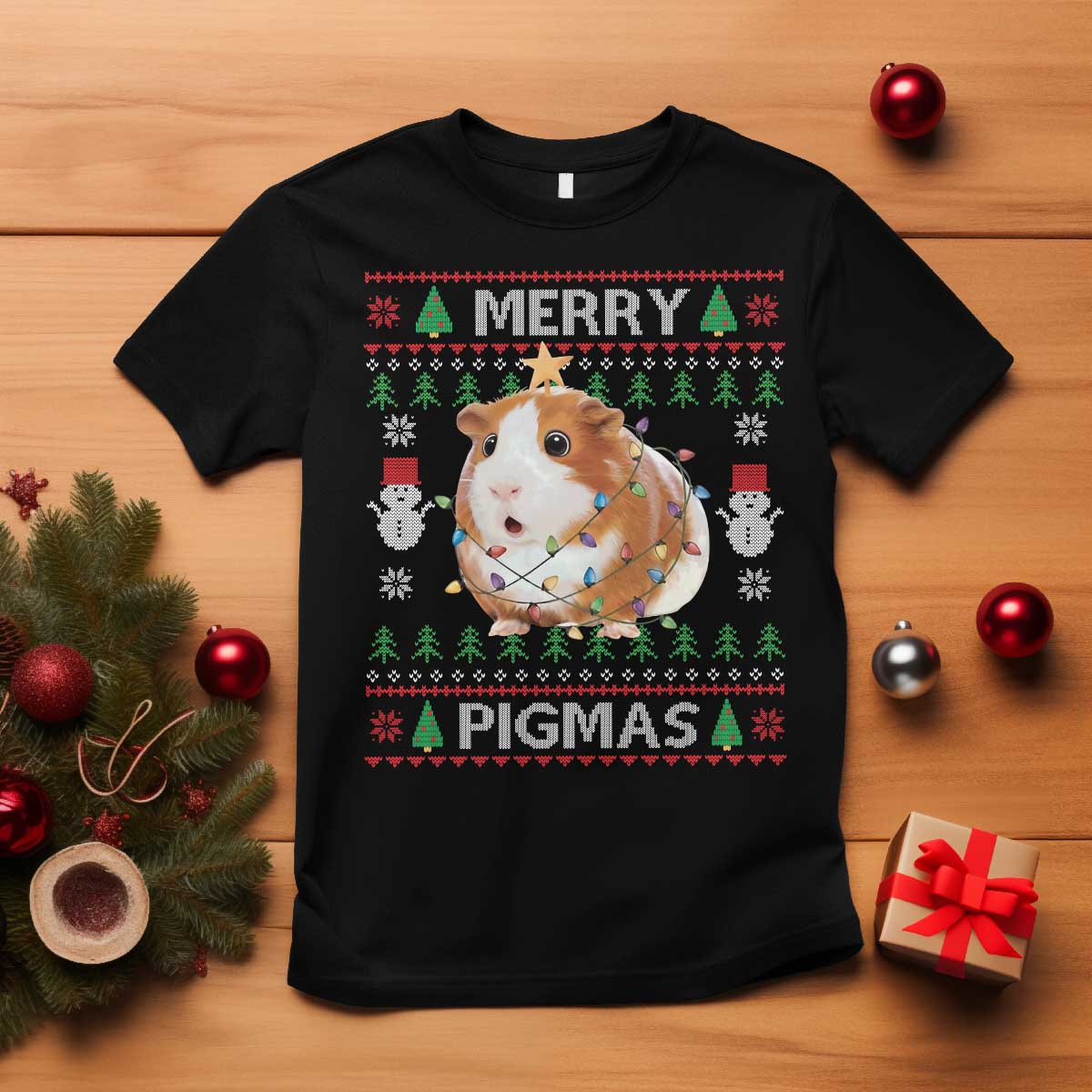 Merry Pigmas Ugly Christmas T Shirt Guinea Pig Lover - Wonder Print Shop