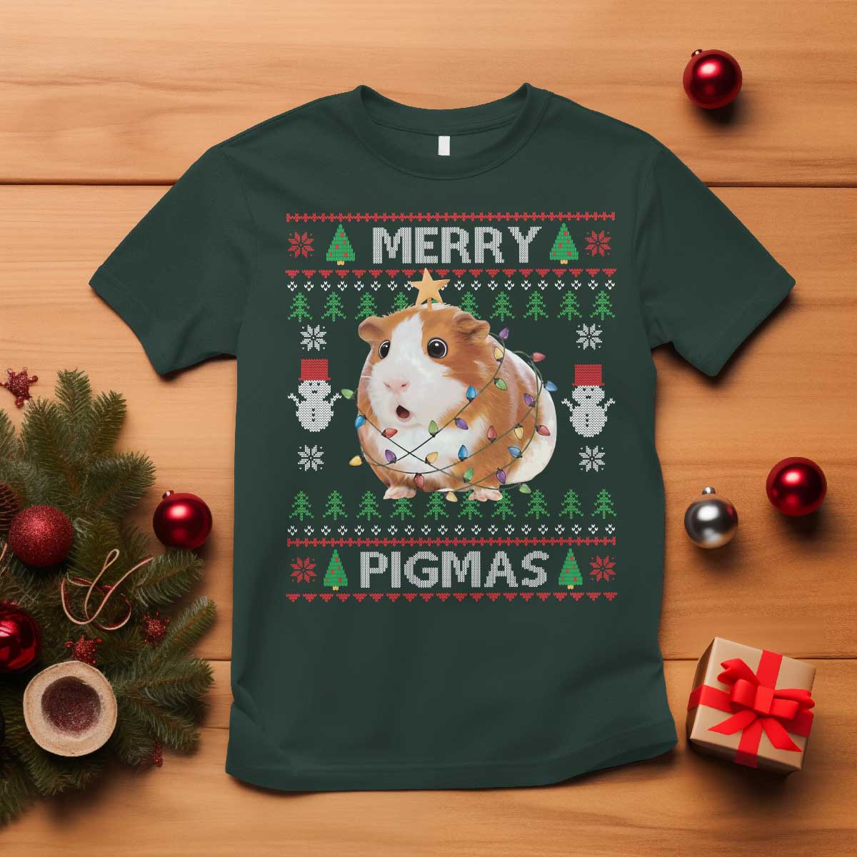 Merry Pigmas Ugly Christmas T Shirt Guinea Pig Lover - Wonder Print Shop