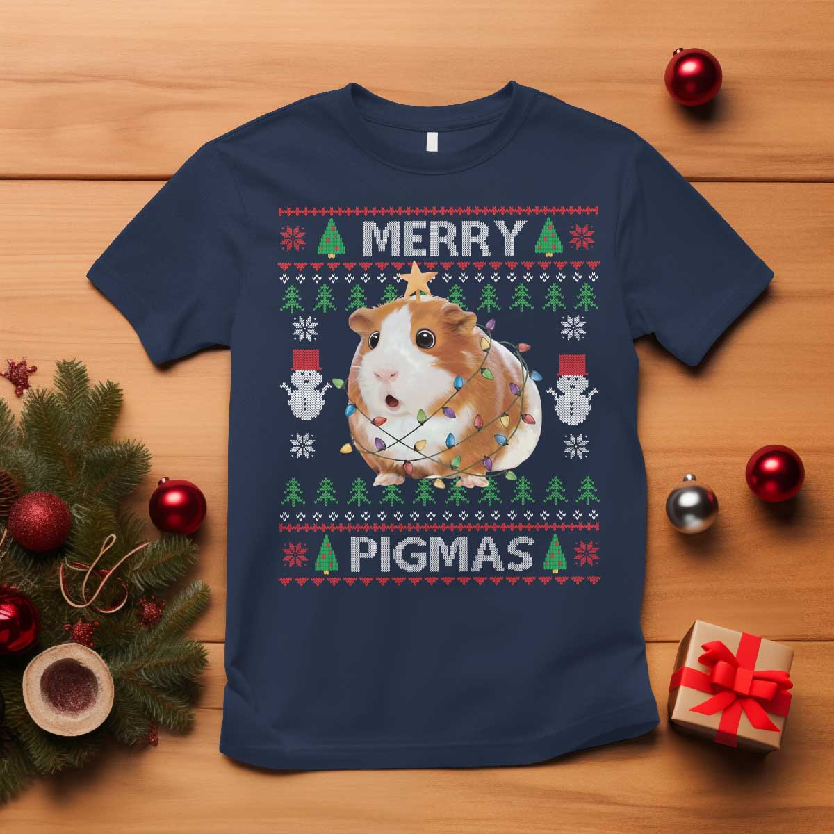Merry Pigmas Ugly Christmas T Shirt Guinea Pig Lover - Wonder Print Shop