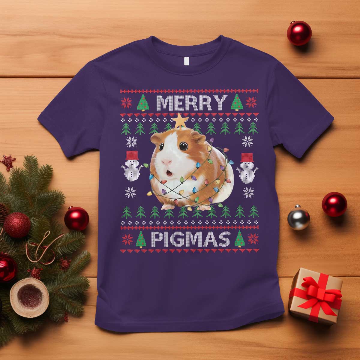 Merry Pigmas Ugly Christmas T Shirt Guinea Pig Lover - Wonder Print Shop