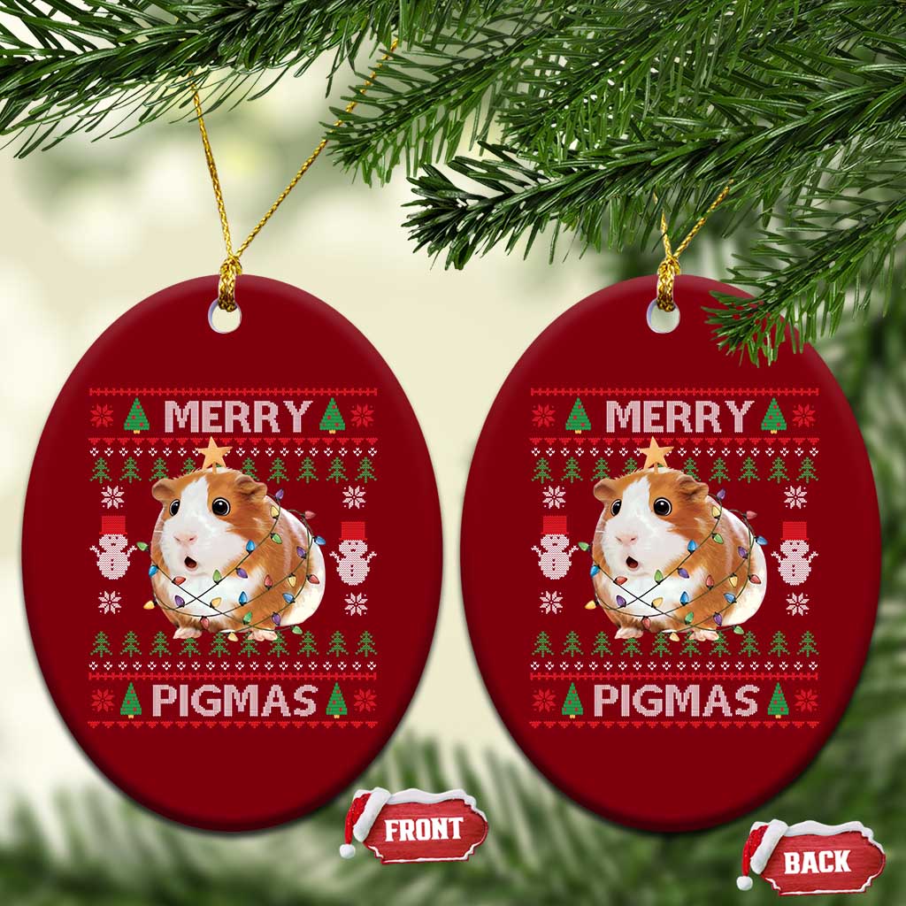Merry Pigmas Ugly Christmas Ceramic Ornament Guinea Pig Lover - Wonder Print Shop