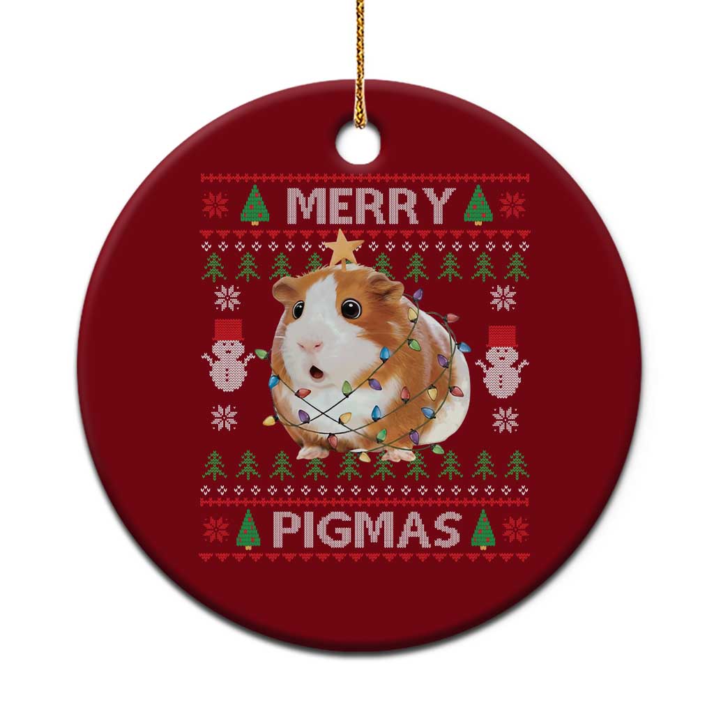 Merry Pigmas Ugly Christmas Ceramic Ornament Guinea Pig Lover - Wonder Print Shop