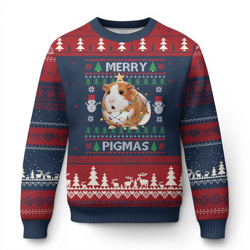 Merry Pigmas Ugly Xmas Ugly Christmas Sweater Guinea Pig Lover - Wonder Print Shop