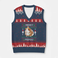 Merry Pigmas Ugly Xmas V-Neck Knit Sweater Vest Guinea Pig Lover - Wonder Print Shop