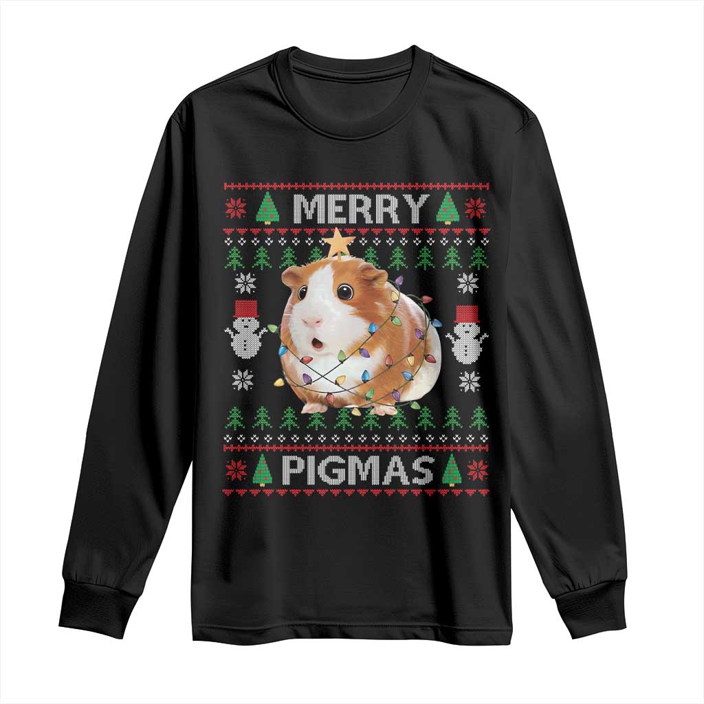 Merry Pigmas Ugly Christmas Long Sleeve Shirt Guinea Pig Lover - Wonder Print Shop