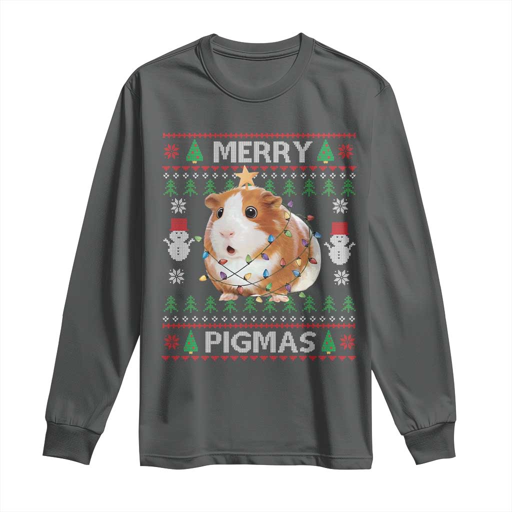 Merry Pigmas Ugly Christmas Long Sleeve Shirt Guinea Pig Lover - Wonder Print Shop