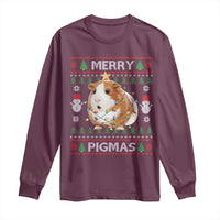 Merry Pigmas Ugly Christmas Long Sleeve Shirt Guinea Pig Lover - Wonder Print Shop