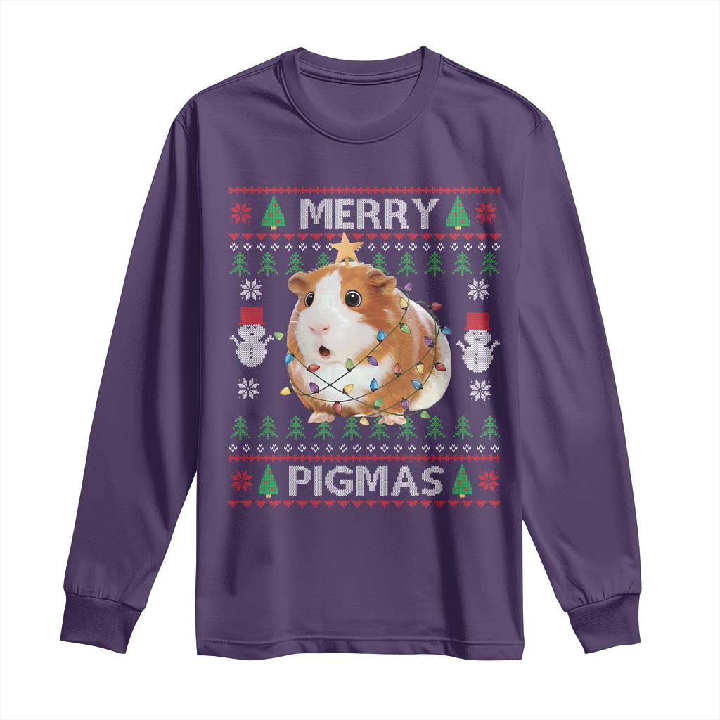 Merry Pigmas Ugly Christmas Long Sleeve Shirt Guinea Pig Lover - Wonder Print Shop