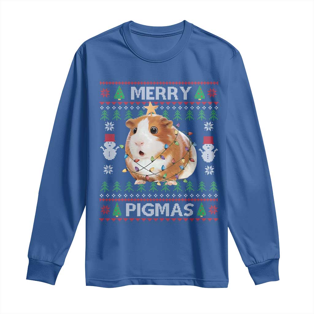 Merry Pigmas Ugly Christmas Long Sleeve Shirt Guinea Pig Lover - Wonder Print Shop