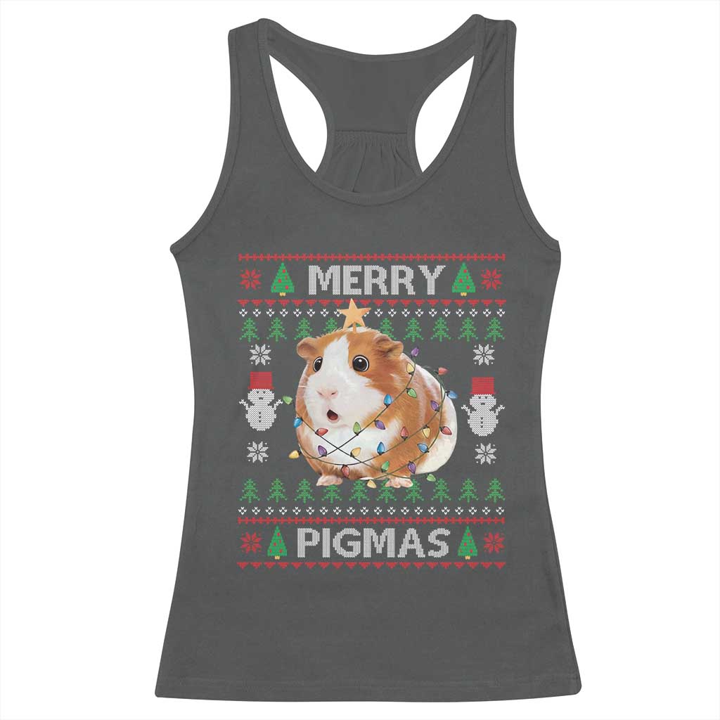 Merry Pigmas Ugly Christmas Racerback Tank Top Guinea Pig Lover - Wonder Print Shop