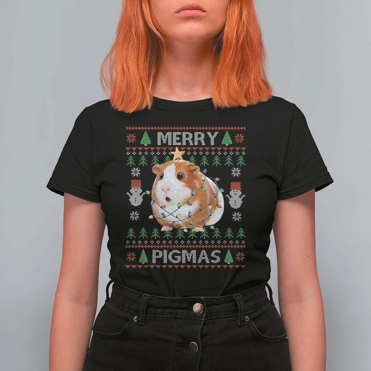 Merry Pigmas Ugly Christmas T Shirt For Women Guinea Pig Lover - Wonder Print Shop