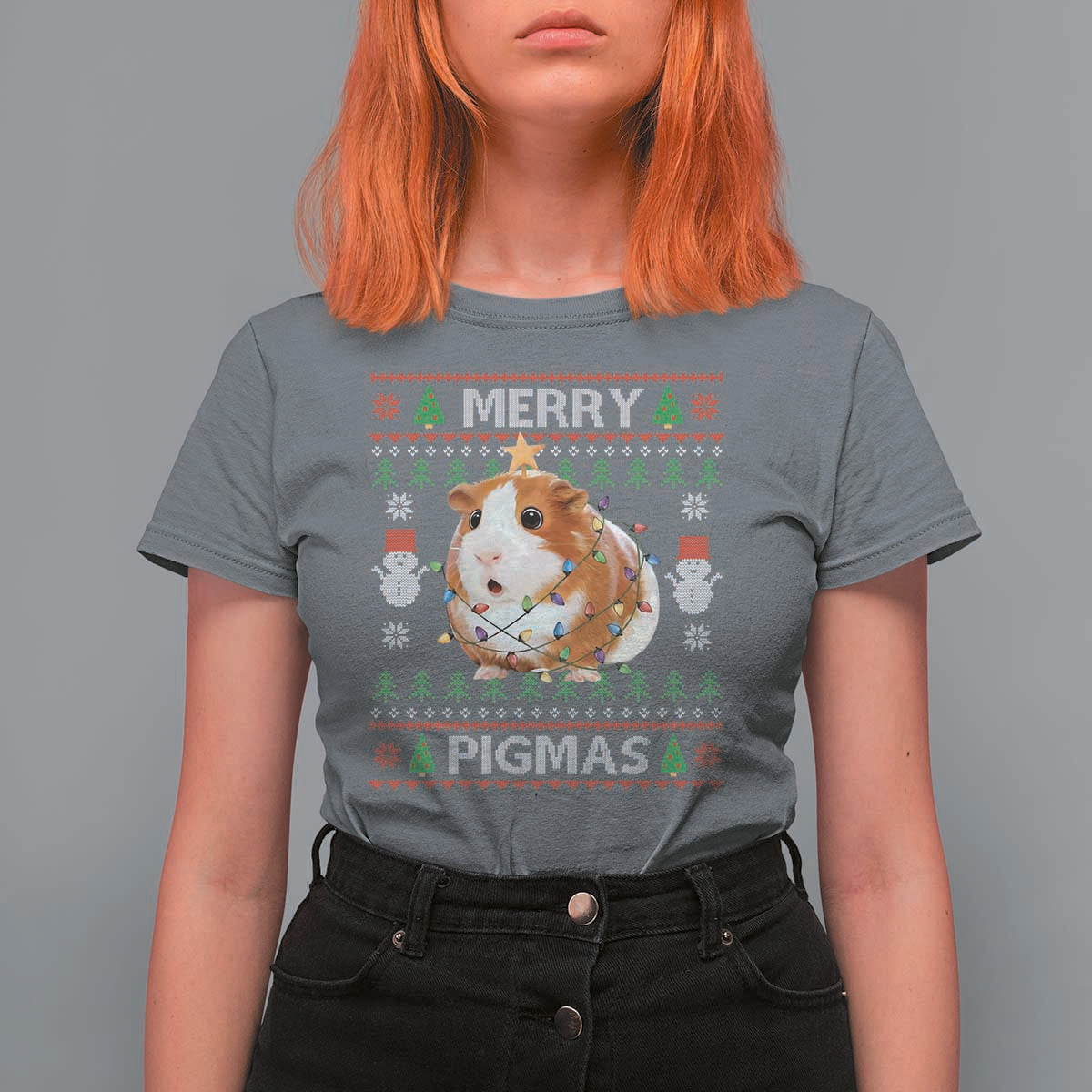 Merry Pigmas Ugly Christmas T Shirt For Women Guinea Pig Lover - Wonder Print Shop