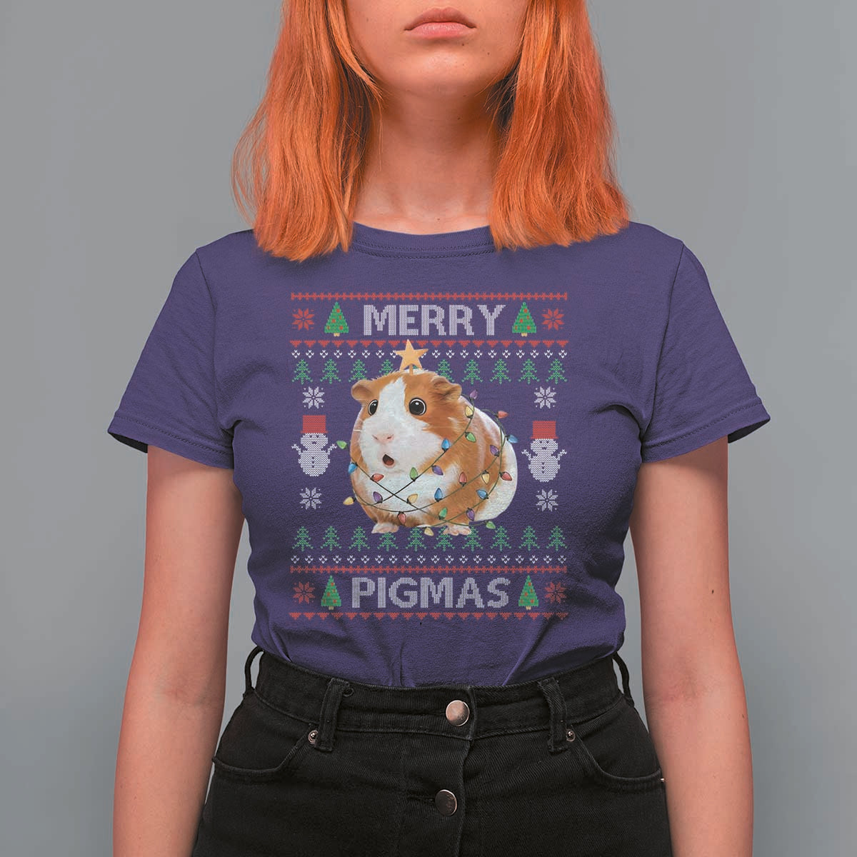 Merry Pigmas Ugly Christmas T Shirt For Women Guinea Pig Lover - Wonder Print Shop