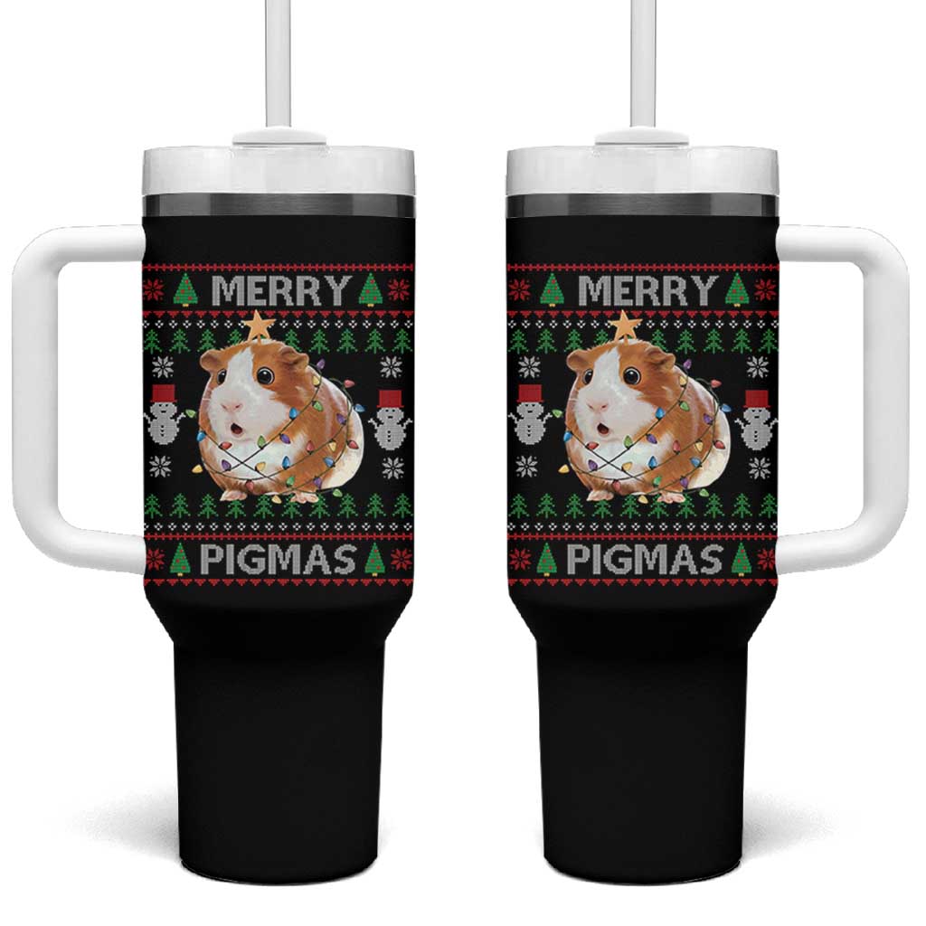 Merry Pigmas Ugly Christmas Tumbler With Handle Guinea Pig Lover - Wonder Print Shop