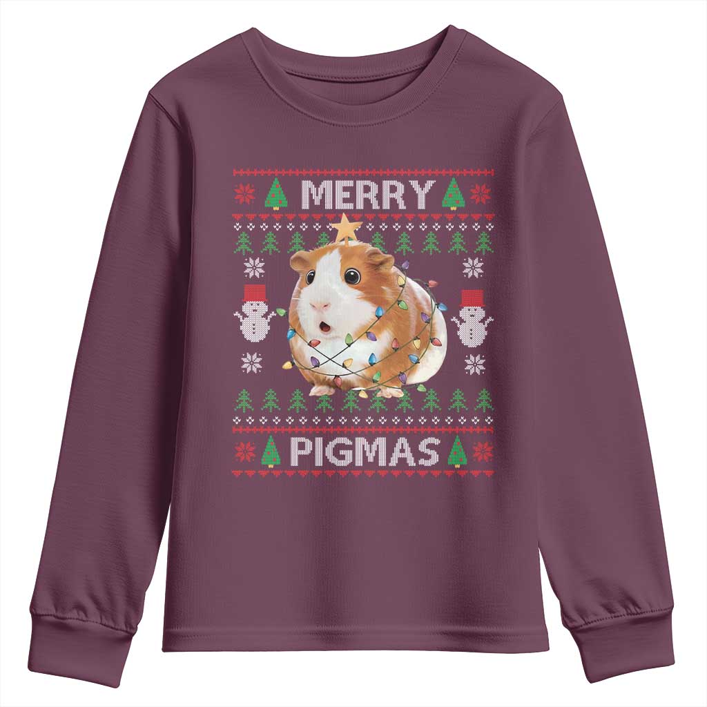 Merry Pigmas Ugly Christmas Youth Sweatshirt Guinea Pig Lover - Wonder Print Shop