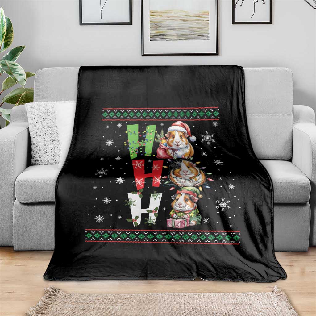 Funny Guinea Pig Ho Ho Ho Ugly Christmas Sweater Throw Blanket Cute Pet Lover - Wonder Print Shop