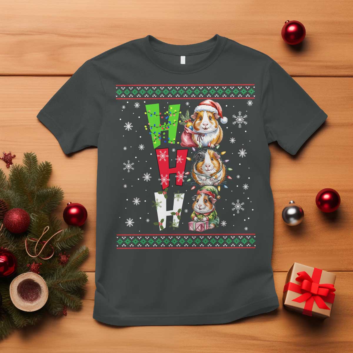 Funny Guinea Pig Ho Ho Ho Ugly Christmas Sweater T Shirt Cute Pet Lover - Wonder Print Shop