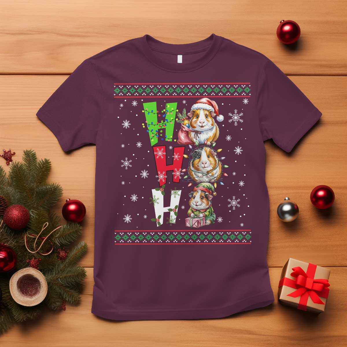 Funny Guinea Pig Ho Ho Ho Ugly Christmas Sweater T Shirt Cute Pet Lover - Wonder Print Shop