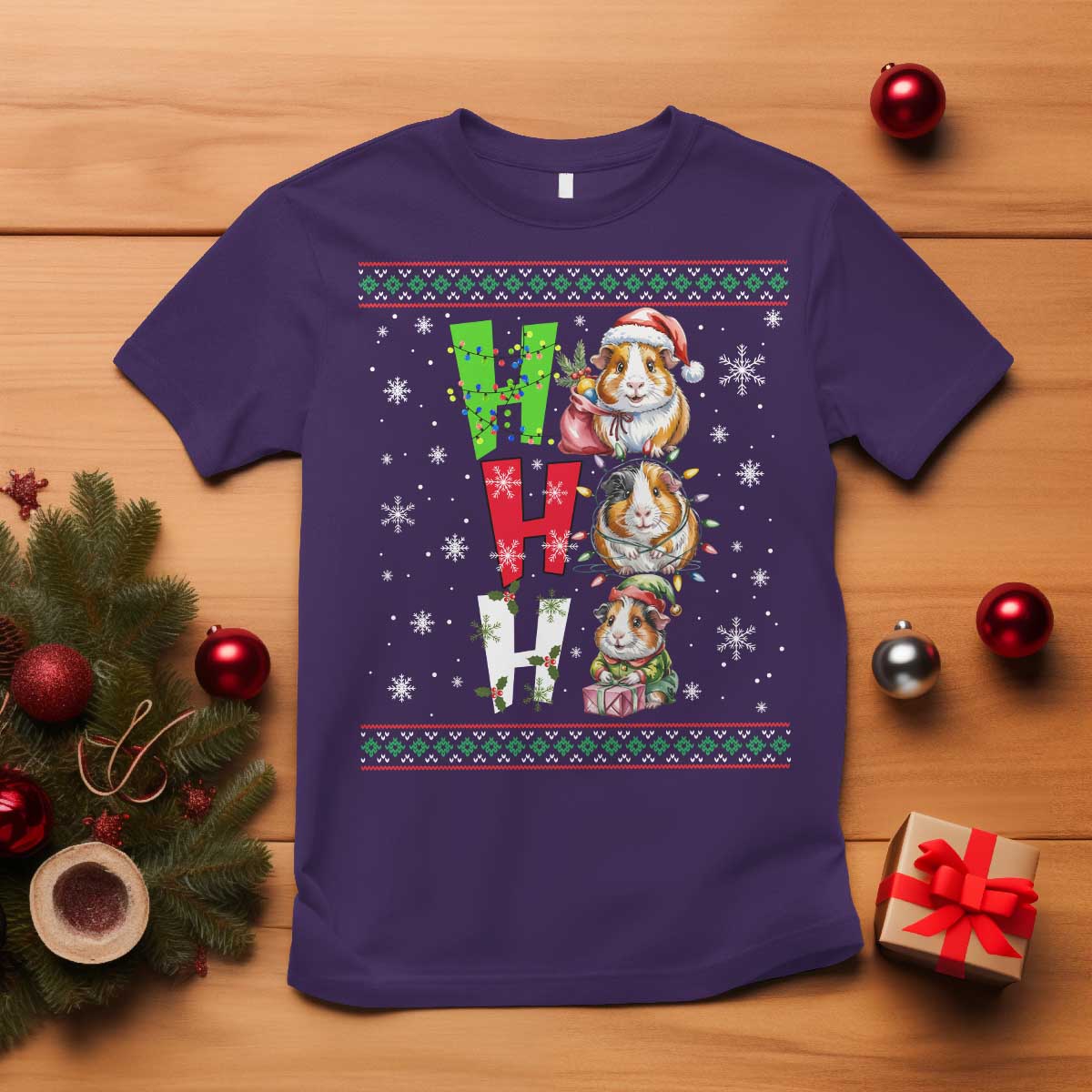 Funny Guinea Pig Ho Ho Ho Ugly Christmas Sweater T Shirt Cute Pet Lover - Wonder Print Shop