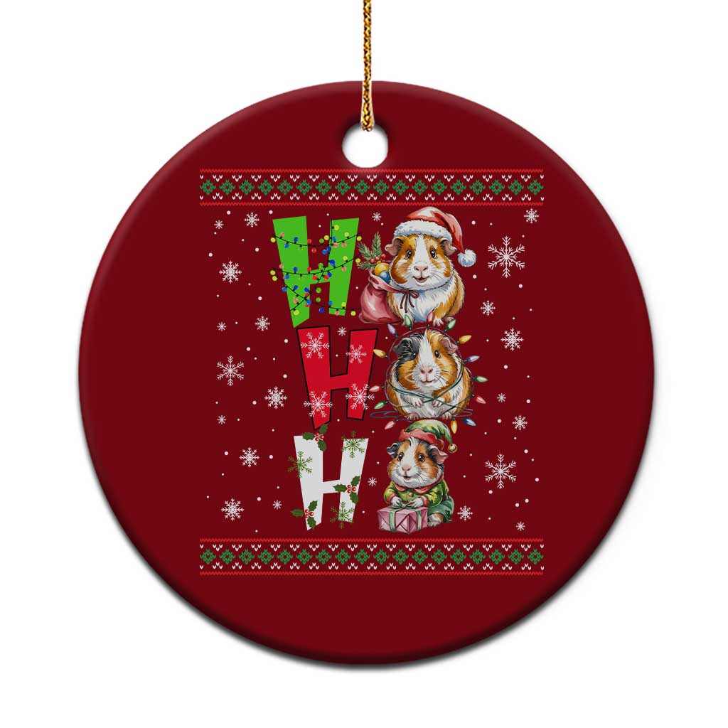 Funny Guinea Pig Ho Ho Ho Ugly Christmas Sweater Ceramic Ornament Cute Pet Lover - Wonder Print Shop