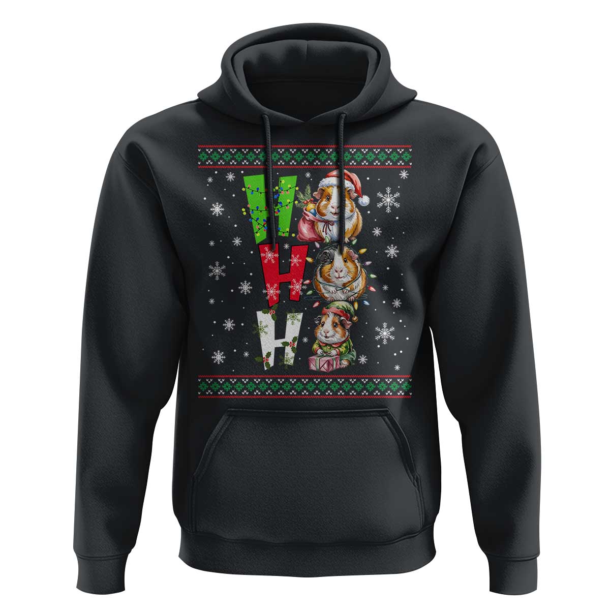 Funny Guinea Pig Ho Ho Ho Ugly Christmas Sweater Hoodie Cute Pet Lover - Wonder Print Shop