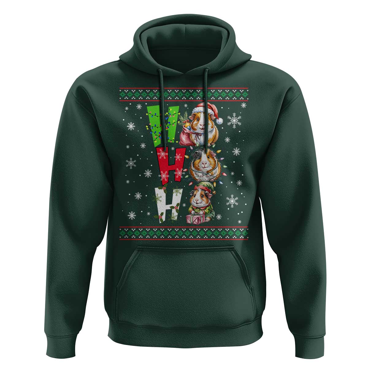Funny Guinea Pig Ho Ho Ho Ugly Christmas Sweater Hoodie Cute Pet Lover - Wonder Print Shop