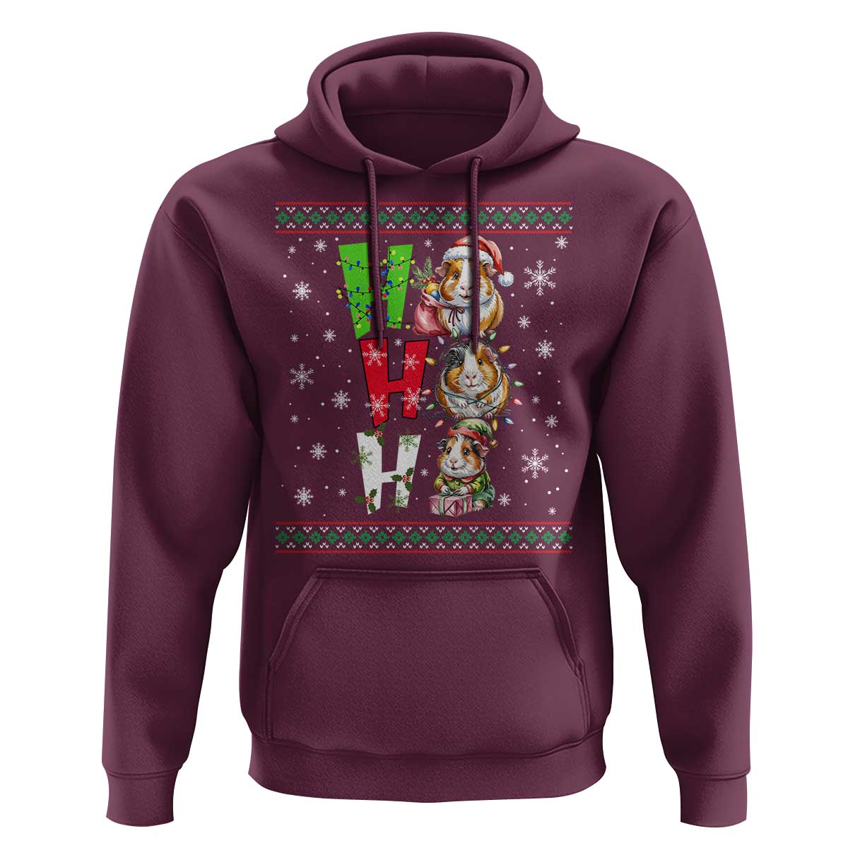 Funny Guinea Pig Ho Ho Ho Ugly Christmas Sweater Hoodie Cute Pet Lover - Wonder Print Shop