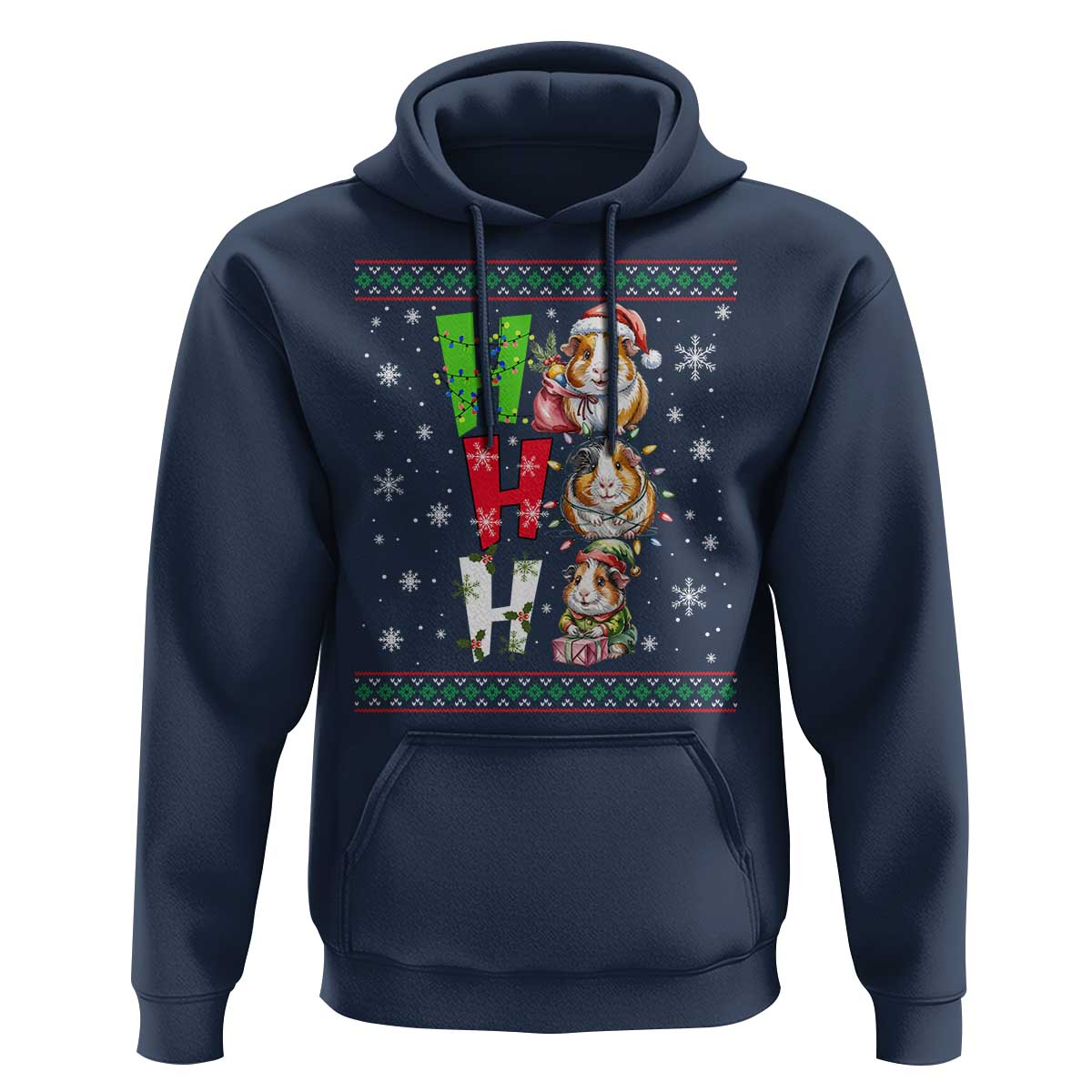 Funny Guinea Pig Ho Ho Ho Ugly Christmas Sweater Hoodie Cute Pet Lover - Wonder Print Shop