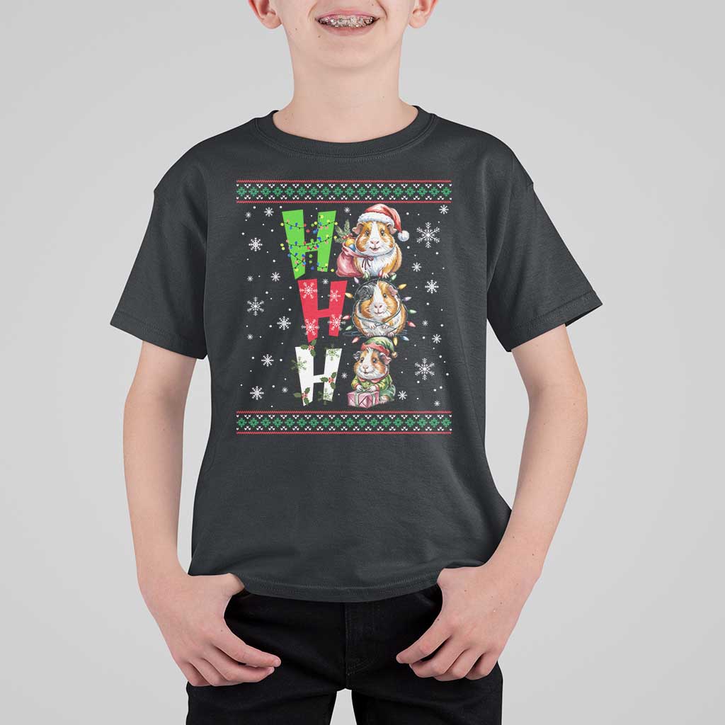 Funny Guinea Pig Ho Ho Ho Ugly Christmas Sweater T Shirt For Kid Cute Pet Lover - Wonder Print Shop