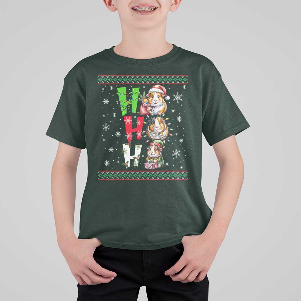 Funny Guinea Pig Ho Ho Ho Ugly Christmas Sweater T Shirt For Kid Cute Pet Lover - Wonder Print Shop