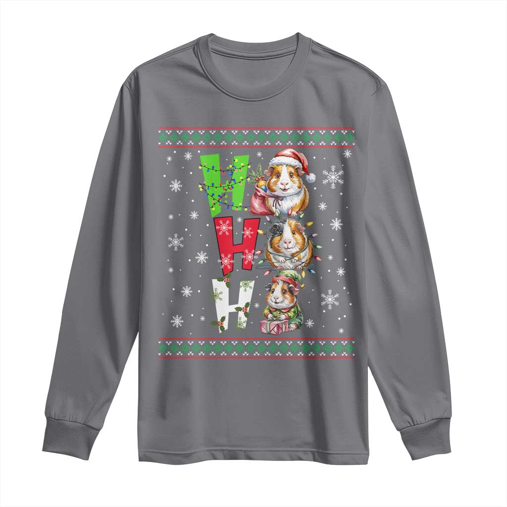 Funny Guinea Pig Ho Ho Ho Ugly Christmas Sweater Long Sleeve Shirt Cute Pet Lover - Wonder Print Shop