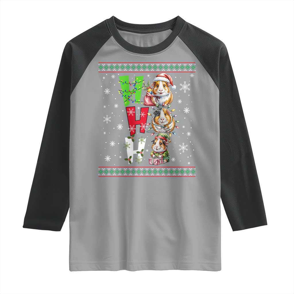 Funny Guinea Pig Ho Ho Ho Ugly Christmas Sweater Raglan Shirt Cute Pet Lover - Wonder Print Shop